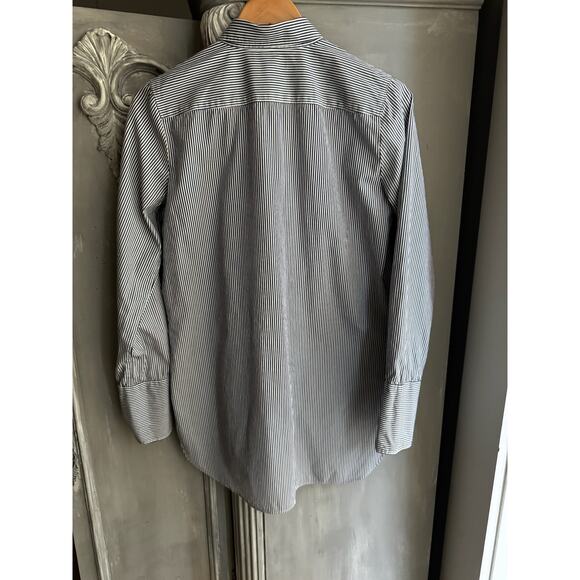 J.Crew Striped Button Down Shirt Navy Blue White Sz 6 Oversized Boyfriend Preppy - Picture 3 of 14